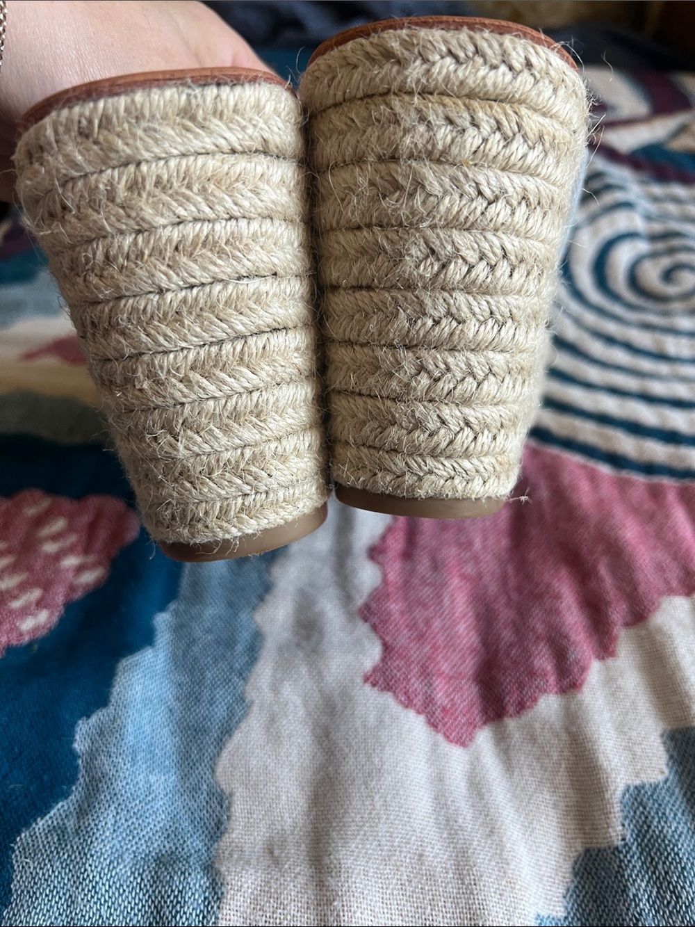 Dolce Vita Light Blue Denim Twisted Espadrille Wedge Slides - Picture 7 of 10